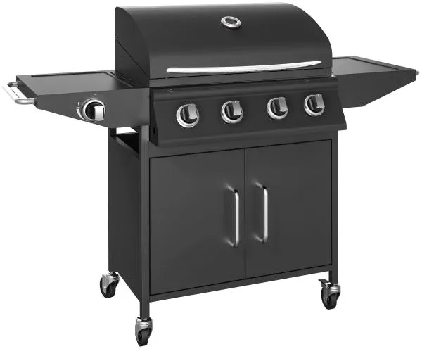 Gas grill med 4 brændere og blus